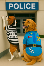 Parisian Pet 'Furry Inmate' Black and White Stripes Halloween Costume - Funny Prison Design for Cats & Dogs