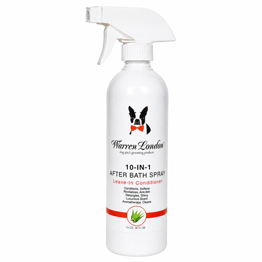 Southlake Paws 10-In-1 After Bath Spray in a professional-sized spray bottle with a nozzle for easy application.