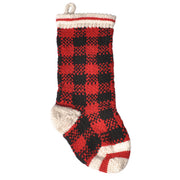 Hand-Knit Wool Buffalo Plaid Christmas Stocking