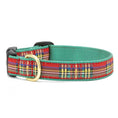 Load image into Gallery viewer, Up Country Christmas Sparkle Plaid Cast Brass Dog Collar
