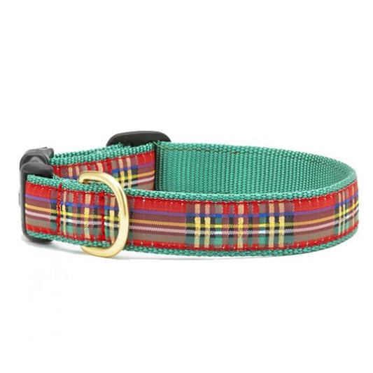 Up Country Christmas Sparkle Plaid Cast Brass Dog Collar