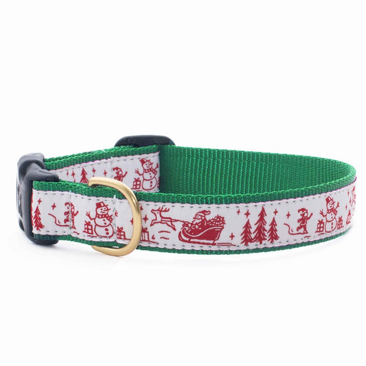 Up Country Christmas Toile Cast Brass Dog Collar