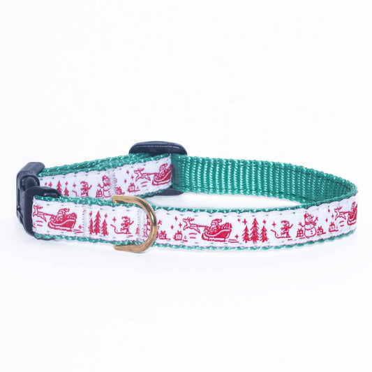Up Country Christmas Toile Small Breed Dog Collar Made in USA