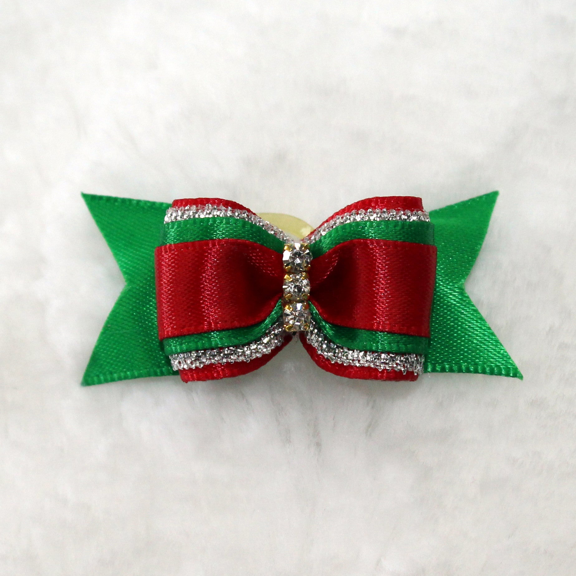 Christmas Dog Bow Crystal Bows & Barrettes - Designer Dog Clothes from Southlake Paws