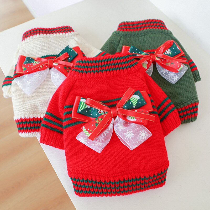 Christmas Bow Dog Sweater - Southlake Paws