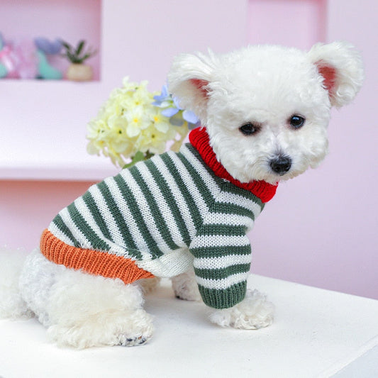 Christmas Retro Striped Dog Sweater - Southlake Paws