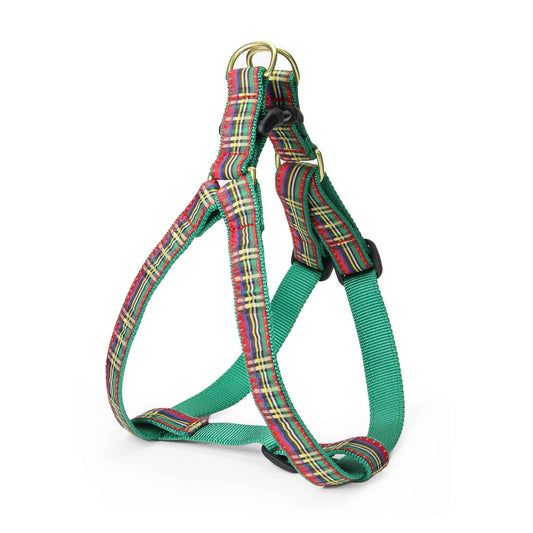 Up Country Christmas Sparkle Plaid Dog Cast Brass Dog Harness