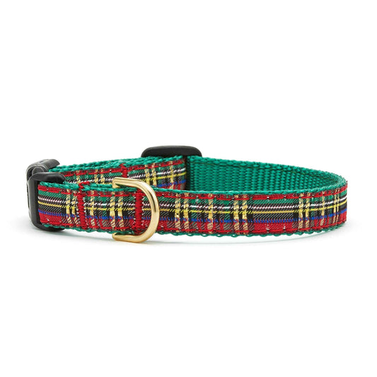 Up Country Christmas Sparkle Plaid Small Breed Dog Collar Made in USA
