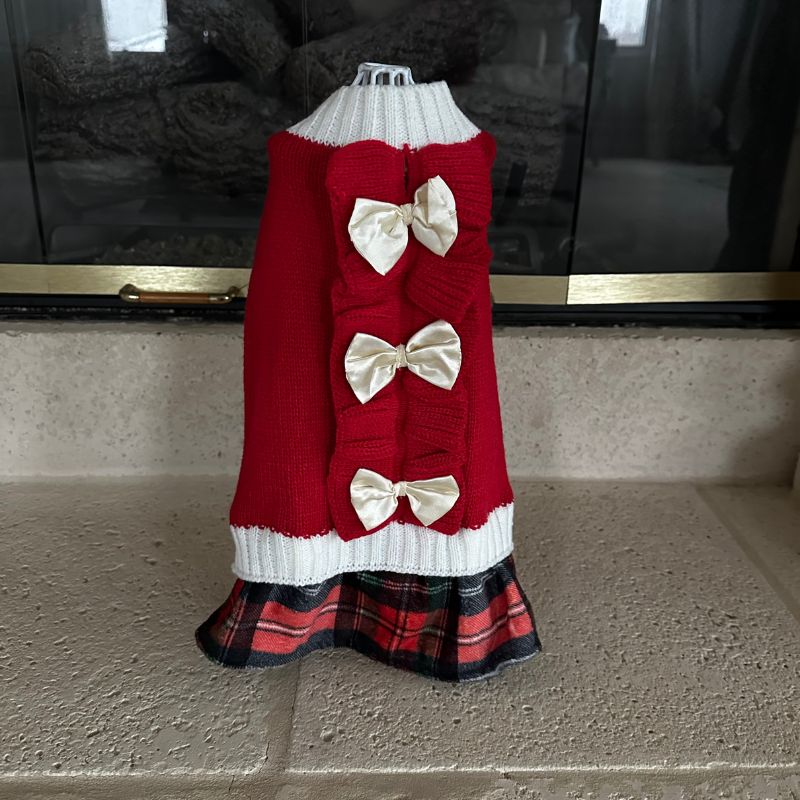 Red Christmas Bow Sweater Dog Dress - Southlake Paws