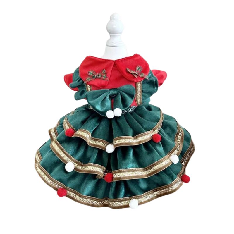 Designer Handmade Green Christmas Tree Dog Dress - Southlake Paws