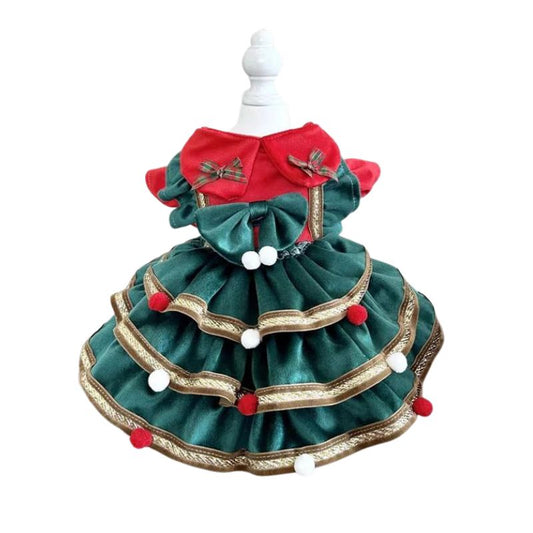 Designer Handmade Green Christmas Tree Dog Dress - Southlake Paws