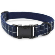 Classic Navy Check Bow Tie Dog Collar & Leash Set | Personalized Free