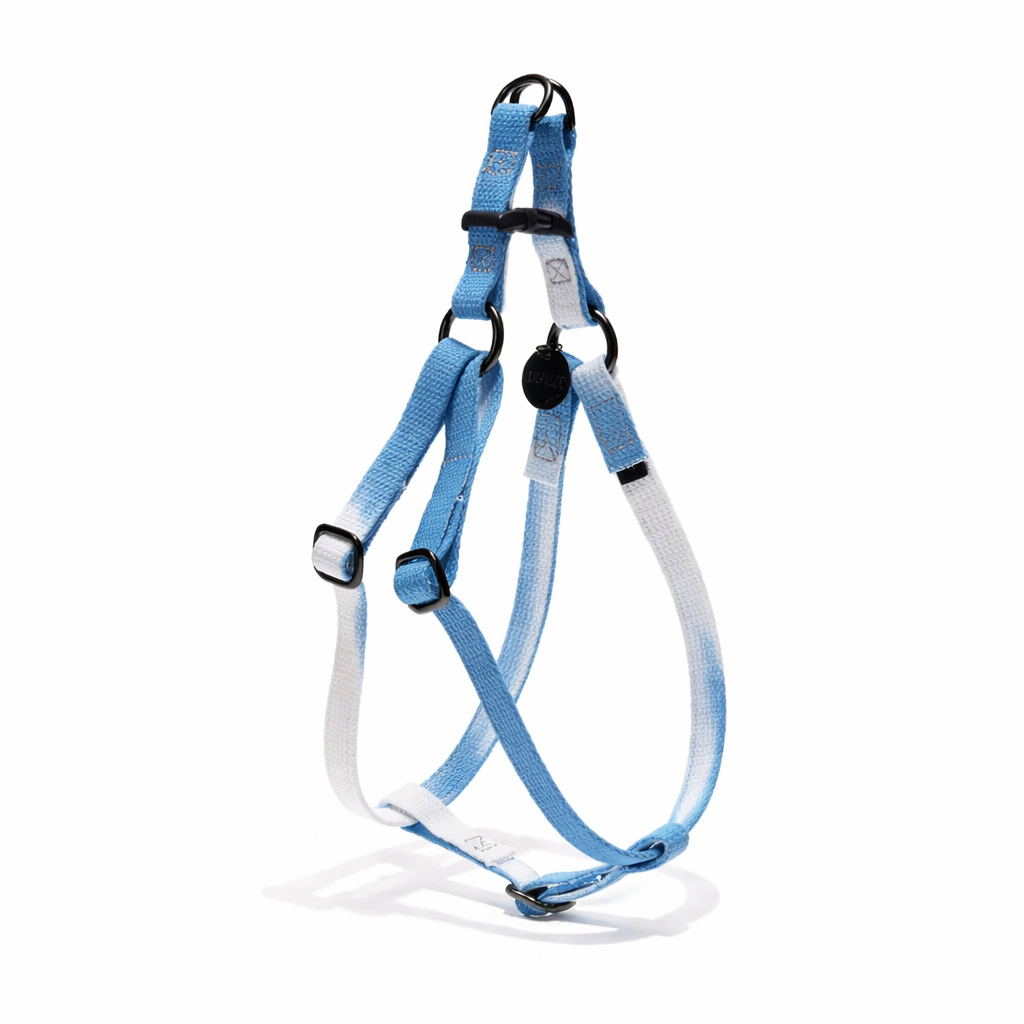 Found My Animal Cobalt Cotton Dog & Cat Harness – Matte Black Hardware, Adjustable, Durable & Stylish