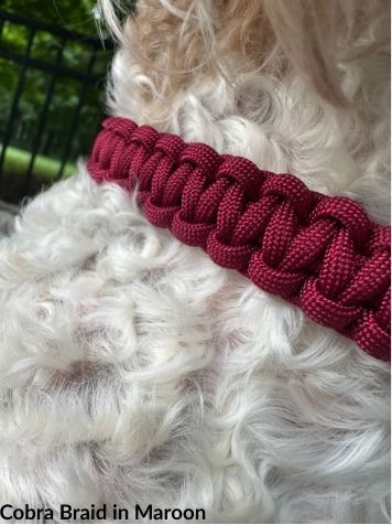 Cobra Braid in Maroon Handmade Dog Collar - Southlake Paws