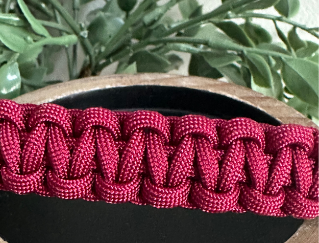 Cobra Braid in Maroon Handmade Dog Collar - Southlake Paws