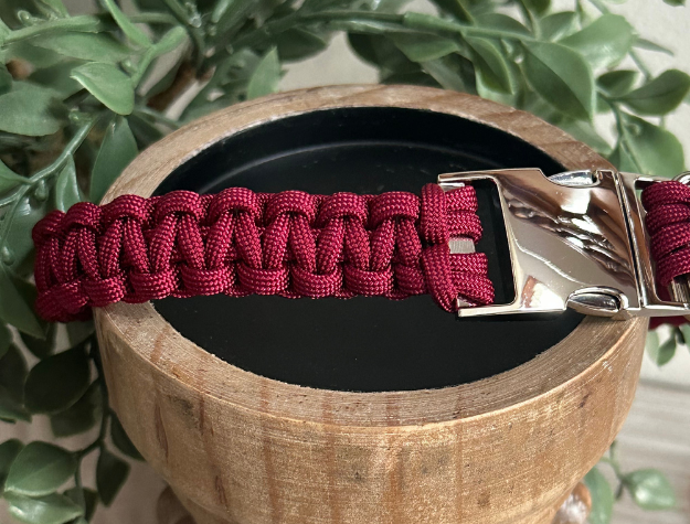 Cobra Braid in Maroon Handmade Dog Collar - Southlake Paws
