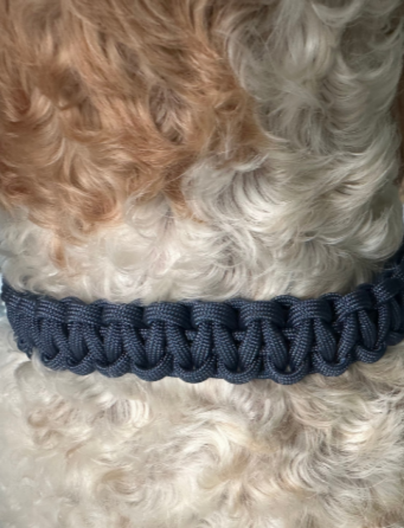 Cobra Braid in Navy Blue - Handmade Dog Collar - Southlake Paws