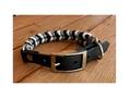 Load image into Gallery viewer, Coiled Charm Hand Braided Dog Collar in Black, Tan, & Cream - Southlake Paws
