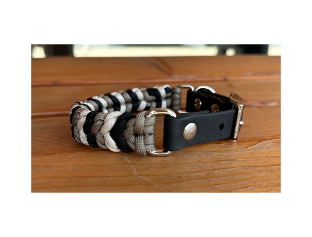Coiled Charm Hand Braided Dog Collar in Black, Tan, & Cream - Southlake Paws