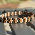 Load image into Gallery viewer, Coiled Charm Hand Braided Dog Collar in Hunter Green, Mustard, & Cream - Southlake Paws
