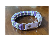 Coiled Charm Hand Braided Dog Collar in Lilac, Cream, & Silver Diamonds