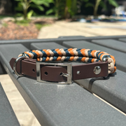 Coiled Charm Hand Braided Dog Collar in Mustard, Navy, & Light Tan