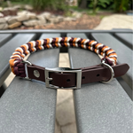 Coiled Charm Hand Braided Dog Collar in Mustard, Burgundy, & Cream