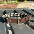 Load image into Gallery viewer, Coiled Charm Hand Braided Dog Collar in Navy, Tan, & Cream
