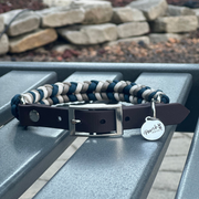Coiled Charm Hand Braided Dog Collar in Navy, Tan, & Cream
