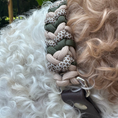 Load image into Gallery viewer, Coiled Charm Hand Braided Dog Collar in Olive, Light Tan, & Coyote Brown Diamonds - Southlake Paws
