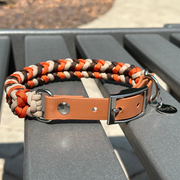Coiled Charm Hand Braided Dog Collar in Burnt Orange, Walnut Brown, & Light Tan