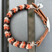 Coiled Charm Hand Braided Dog Collar in Burnt Orange, Walnut Brown, & Light Tan