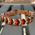 Load image into Gallery viewer, Coiled Charm Hand Braided Dog Collar in Burnt Orange, Walnut Brown, & Light Tan - Southlake Paws
