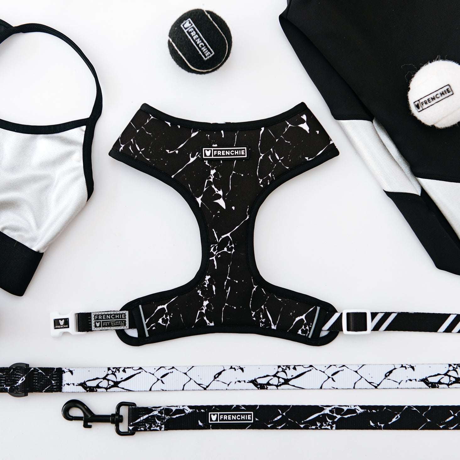 Frenchie Duo Reversible Harness - Black Marble 