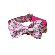 Cottage Rose Bow Tie Dog Collar & Leash Set | Personalized Free