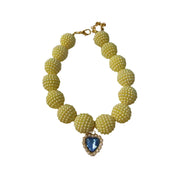 Crystal Heart Colorful Beaded Pearl Dog Necklace