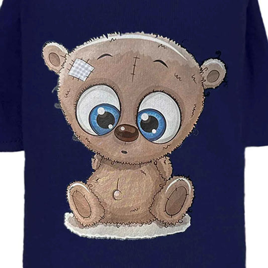 Hello Doggie Cutie Dog Tee Collection Navy Teddy Bear Dog T - Shirt