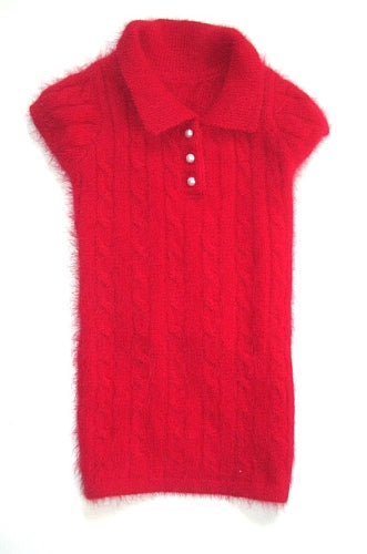 Luxury Preppy Cable Polo Sweater, Red 