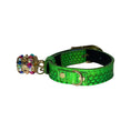 Load image into Gallery viewer, XS/S 7”-14” Neon Green Custom Snake Collar/Custom Gold Italian Hardware & Swarovski Crystal Charm
