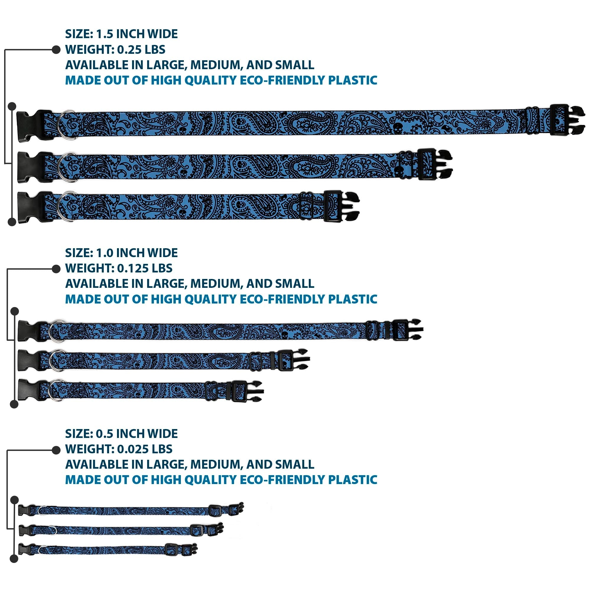 Plastic Clip Collar - Bandana/Skulls Baby Blue/Black