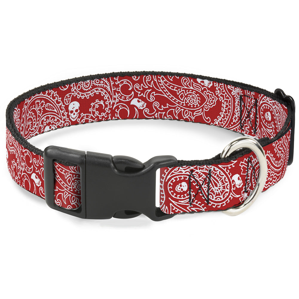 Plastic Clip Collar - Bandana/Skulls Red/White