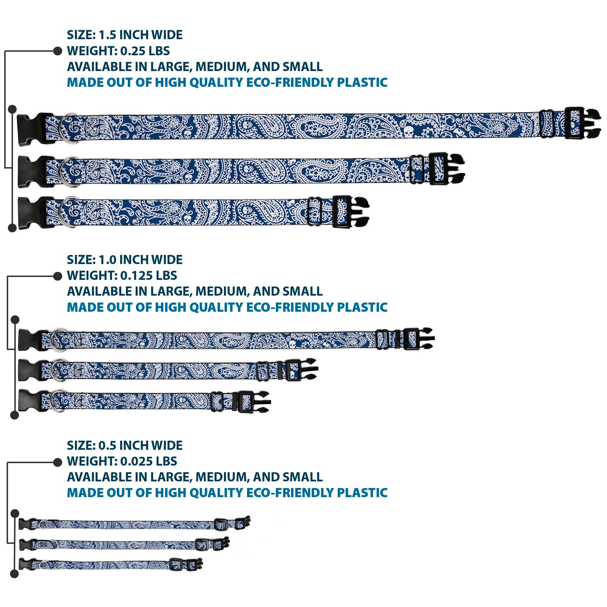 Plastic Clip Collar - Bandana/Skulls Royal/White