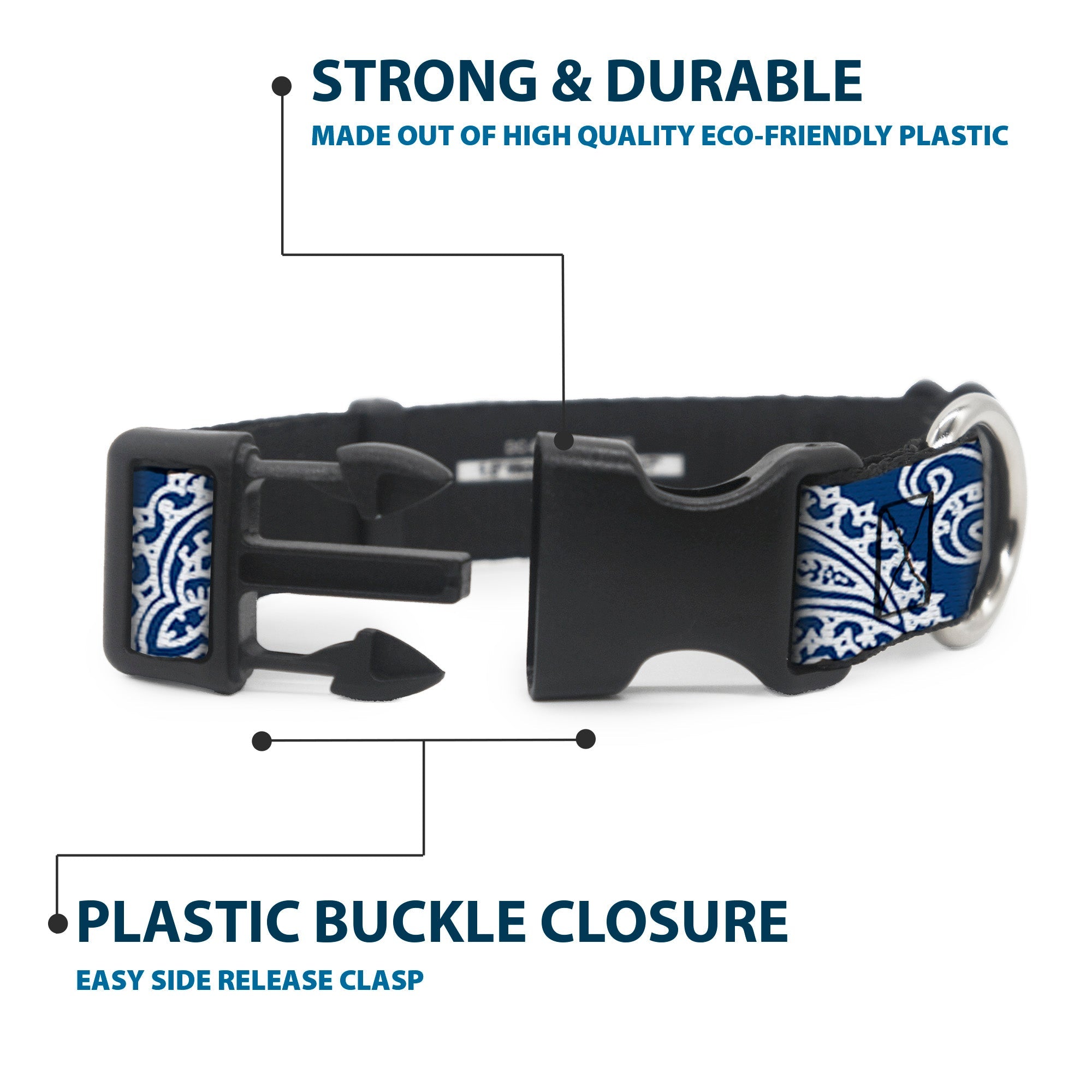 Plastic Clip Collar - Bandana/Skulls Royal/White