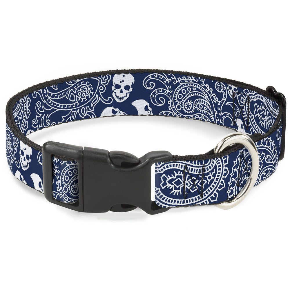 Plastic Clip Collar - Bandana/Skulls Royal/White