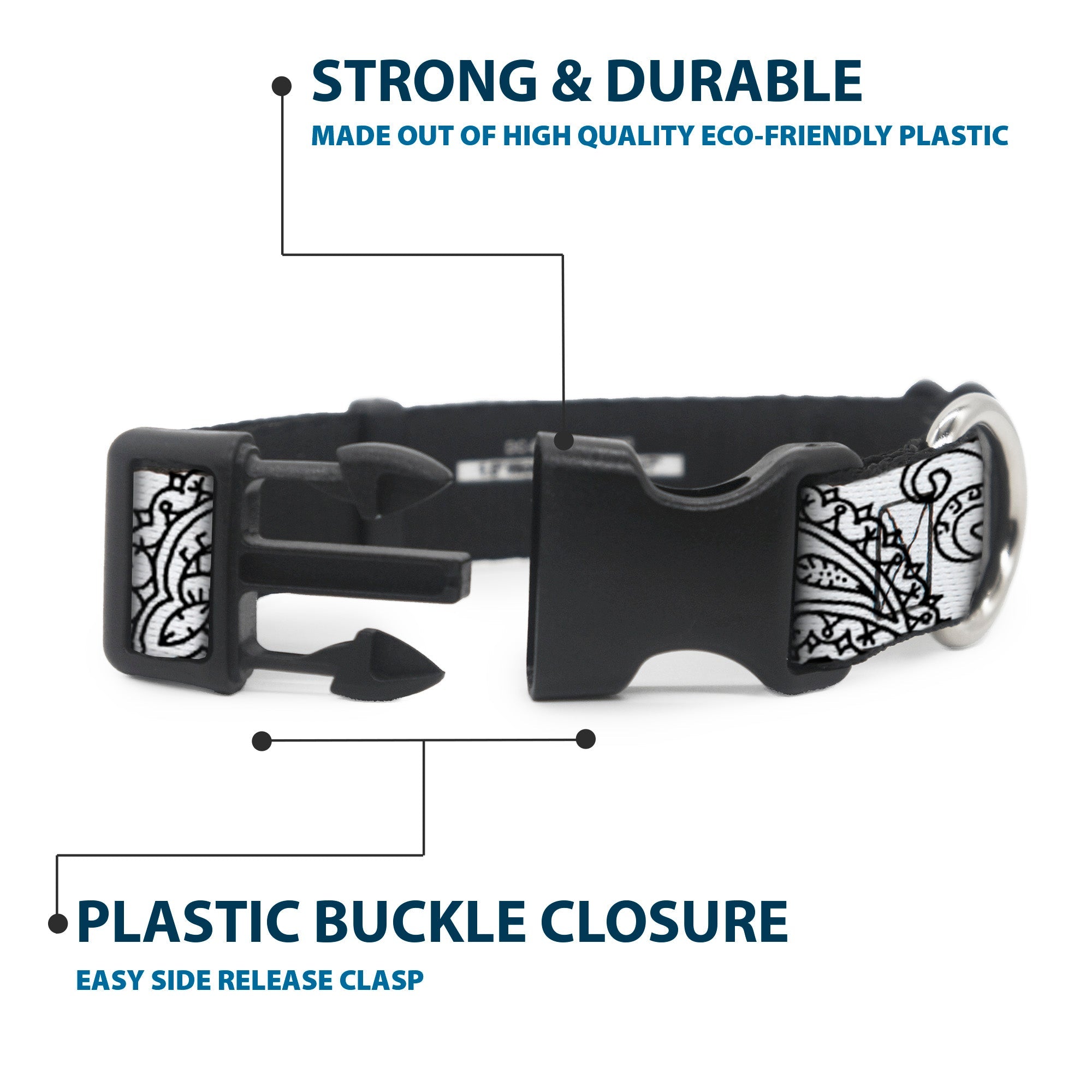 Plastic Clip Collar - Bandana/Skulls White/Black