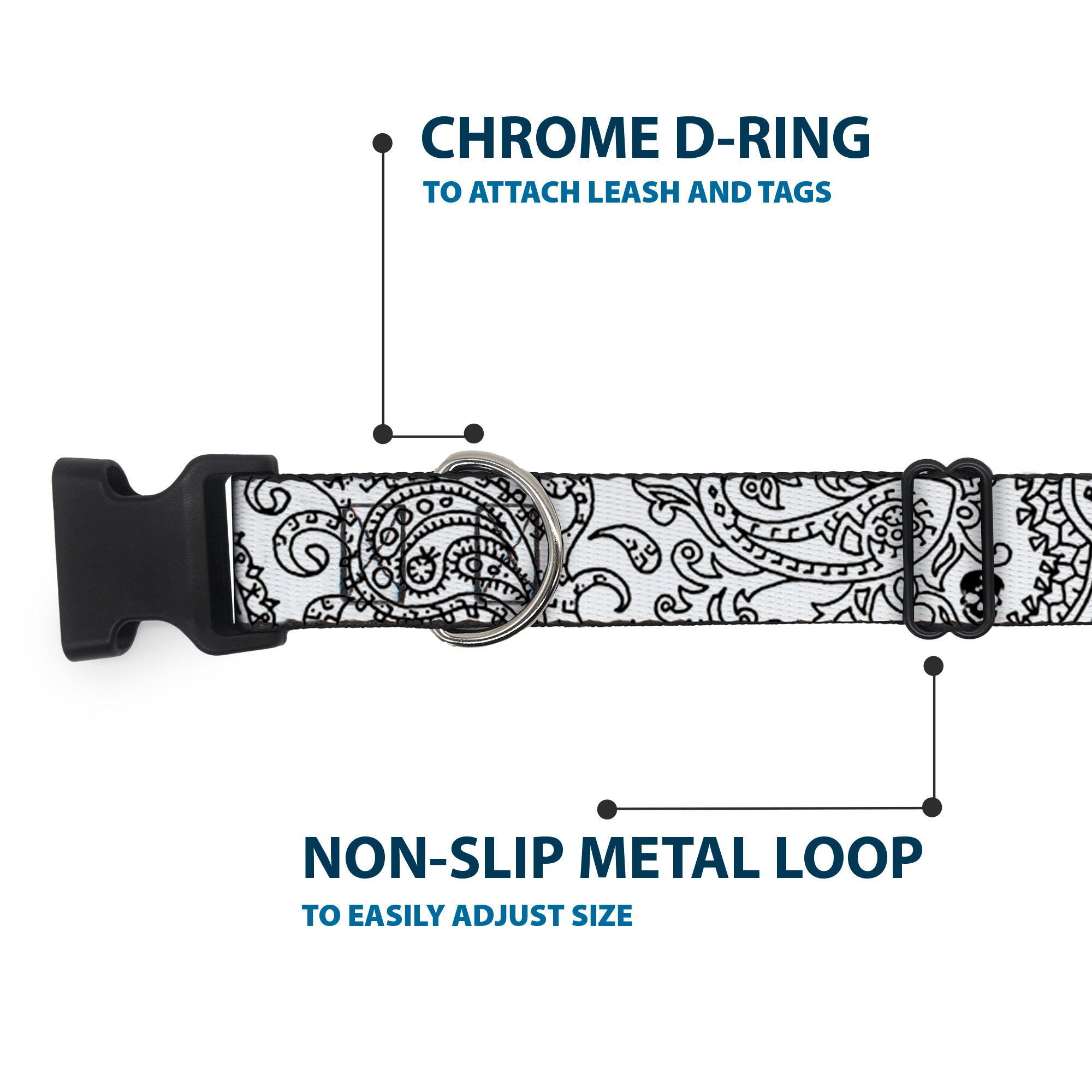 Plastic Clip Collar - Bandana/Skulls White/Black