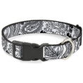 Load image into Gallery viewer, Plastic Clip Collar - Bandana/Skulls White/Black
