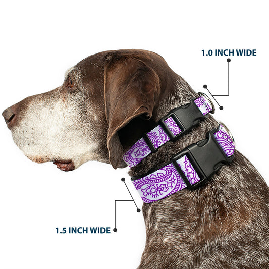 Plastic Clip Collar - Bandana/Skulls White/Purple