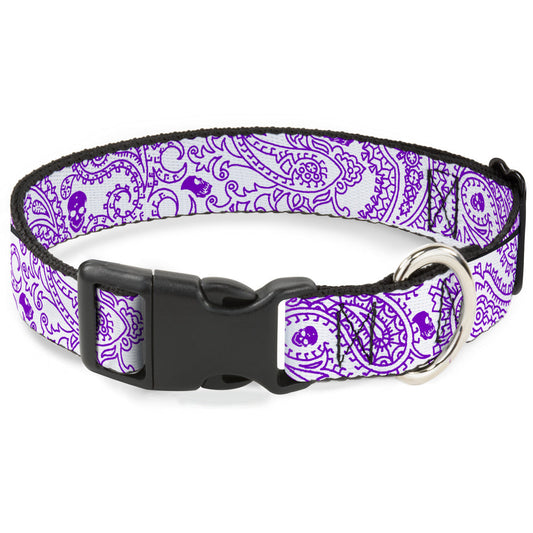 Plastic Clip Collar - Bandana/Skulls White/Purple