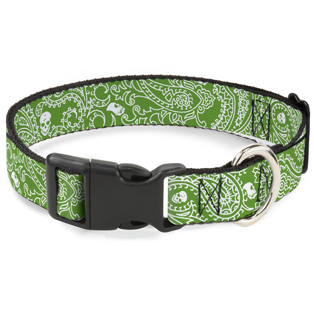 Plastic Clip Collar - Bandana/Skulls Irish Green/White